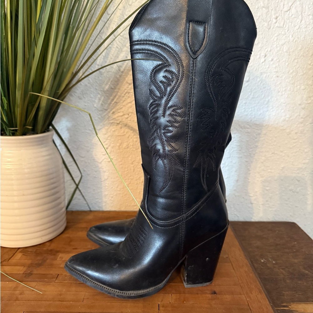 Black Western Leather Boots